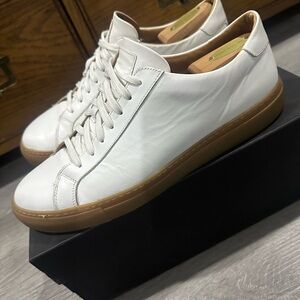 Made in Italy Saks Fifth Avenue White Leather Sneakers with Tan Sole